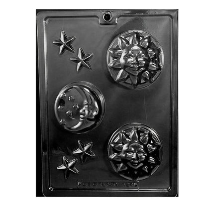 Celestial Chocolate Bar Mold – Moon & Star Round Breakable Candy Bar Mold