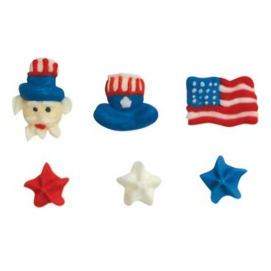 Edible Decorations Patriotic Mini Royal Icings 3/4in 10-Count