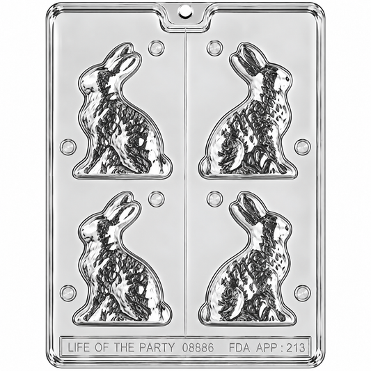 Sitting Easter Bunny Chocolate Mold – 4 Cavity Candy Mold