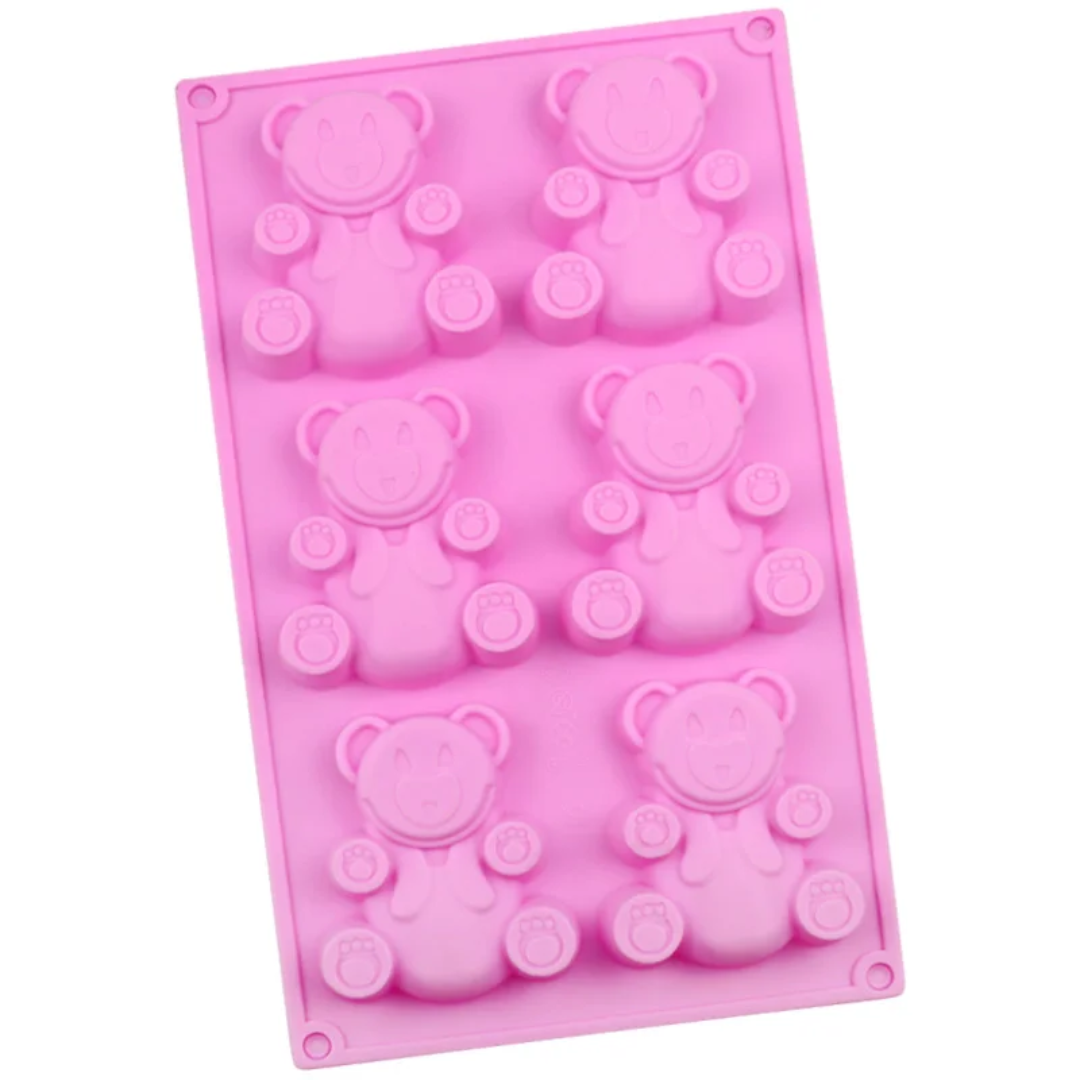 Teddy Bear Silicone Chocolate Mold – 6 Cavity
