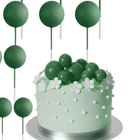 Cake Topper Green Balls 5 Piece