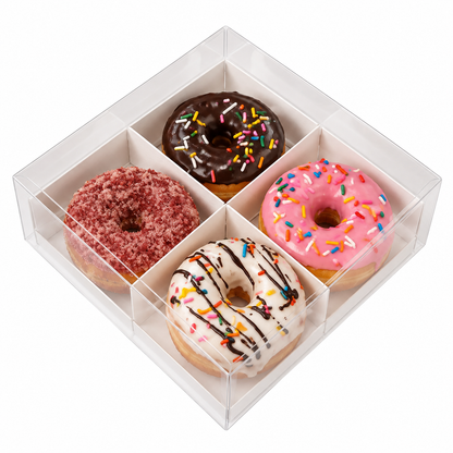 Clear Window Donut Treat Box 4 Cavity, pack of 5