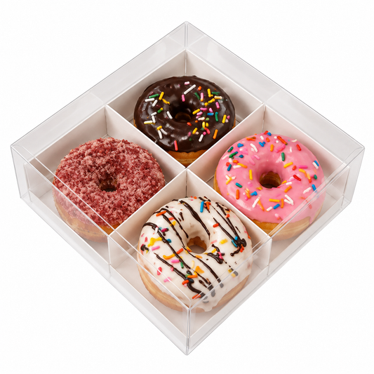 Clear Window Donut Treat Box 4 Cavity, pack of 5