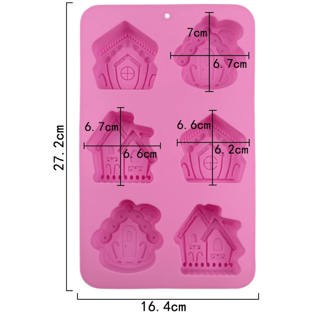 Gingerbread Village Silicone Chocolate Mold – 6 Cavity