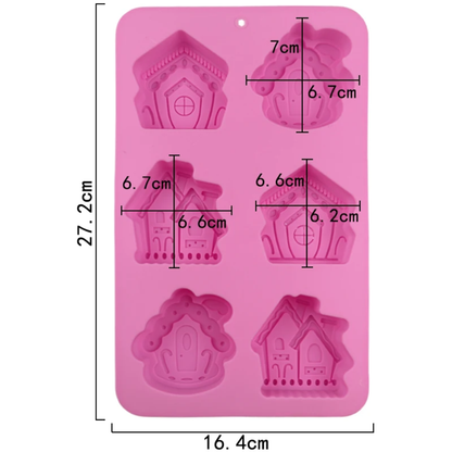 Gingerbread Village Silicone Chocolate Mold – 6 Cavity