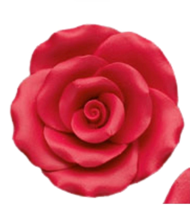 Gum Paste Rose  Large 2in  Red  1-Count
