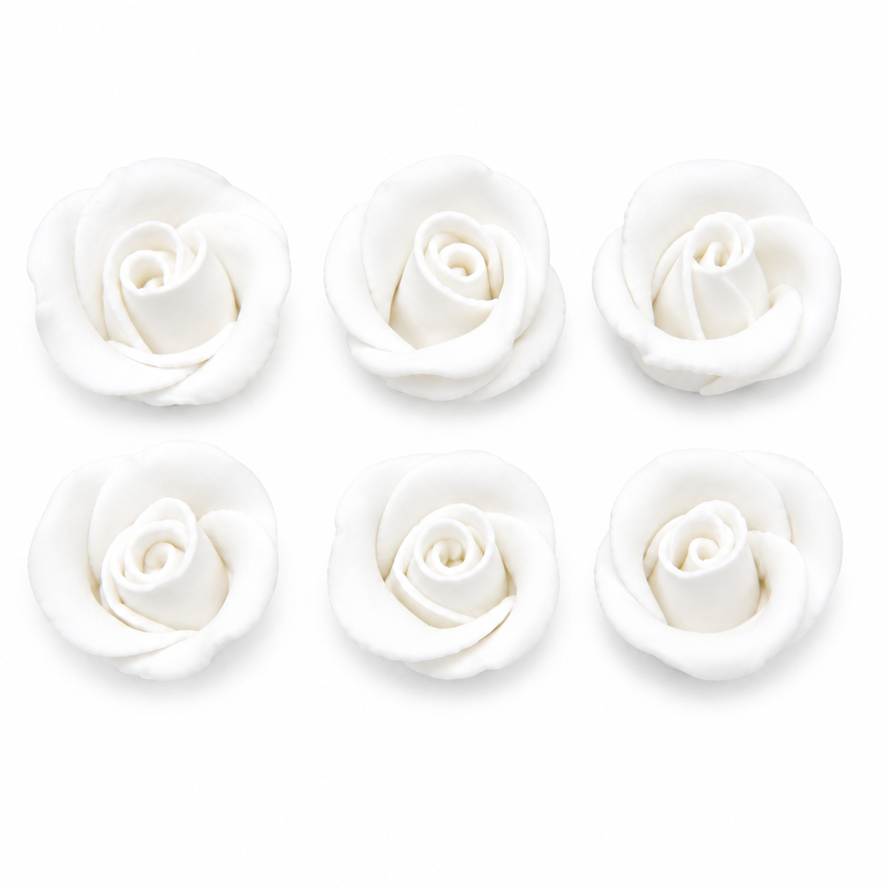 White Rosebud Gum Paste Flower 6 Count