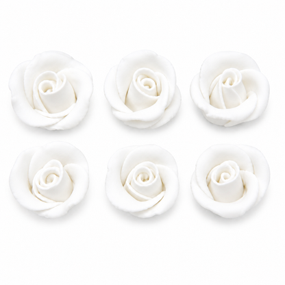 White Rosebud Gum Paste Flower 6 Count