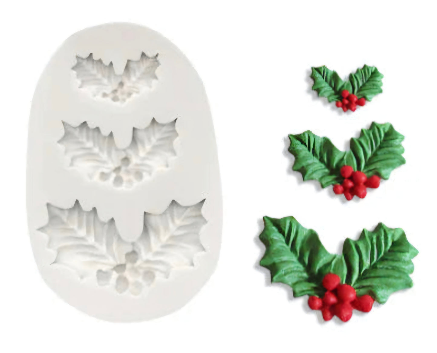 Holly Leaf Silicone Mold 3 Cavity