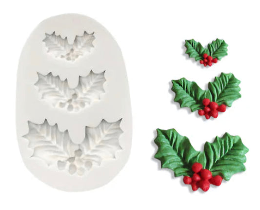 Holly Leaf Silicone Mold 3 Cavity