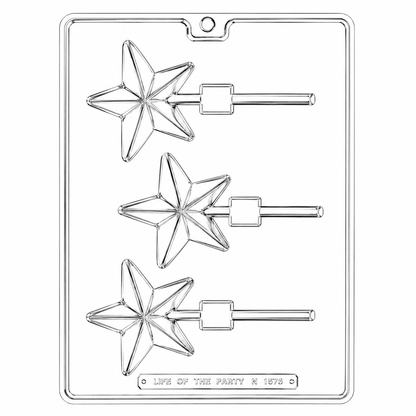 Pointed Star Lollipop Mold 3 Cavity