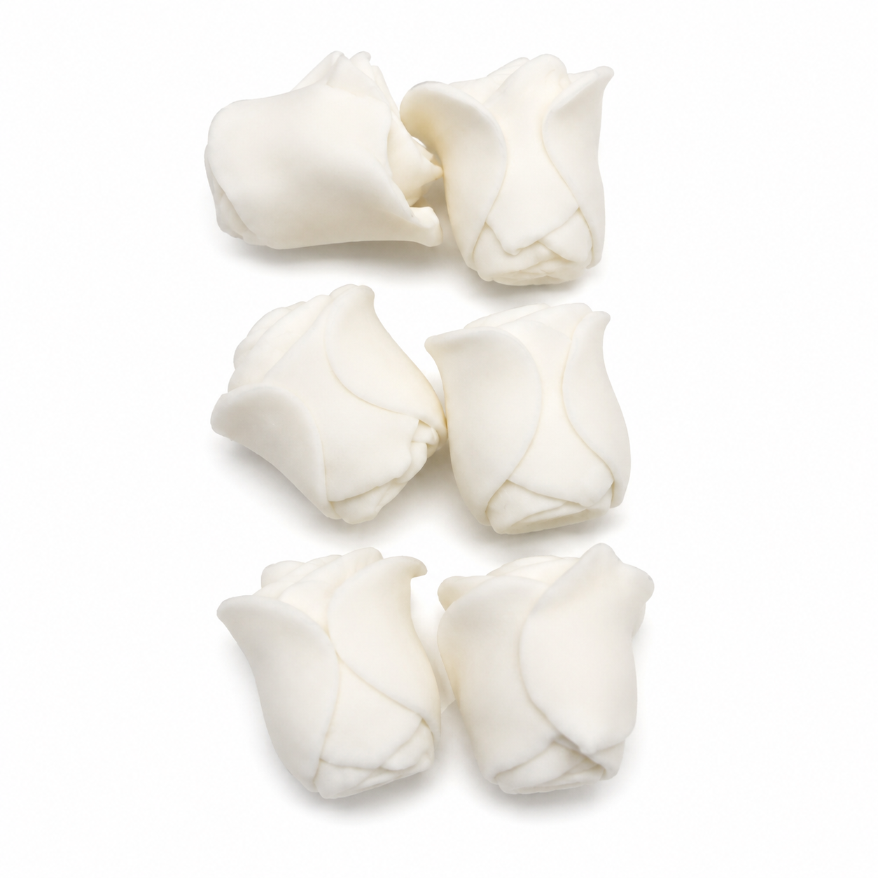 White Rosebud Gum Paste Flower 6 Count