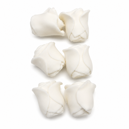 White Rosebud Gum Paste Flower 6 Count