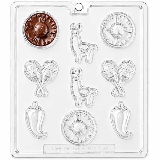 Cinco de Mayo Chocolate Mold – Fiesta Candy Mold (Sombrero, Llama, Maracas & Chili)