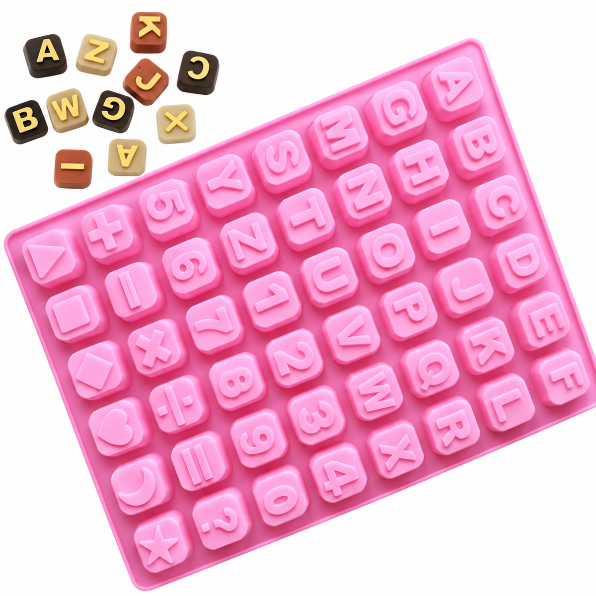 Alphabet Letters, Numbers & Math Symbols Cube Silicone Chocolate Mold