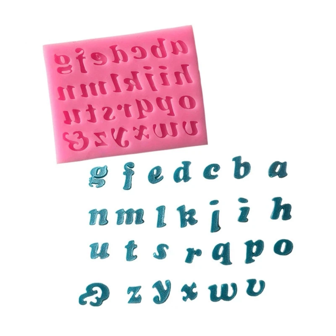 Lowercase Italic Alphabet Fondant & Gum Paste Silicone Mold