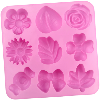 Assorted Flowers & Bow Silicone Baking Mold – 8 Cavity