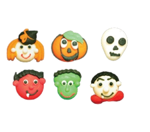 Edible Decorations Mini Halloween Faces 3/4in 6-Count