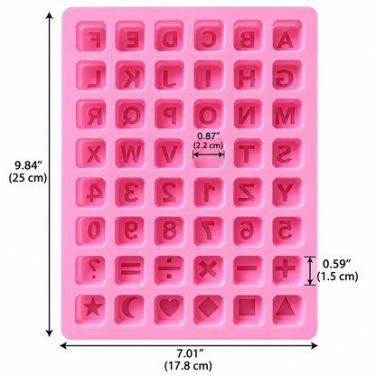 Alphabet Letters, Numbers & Math Symbols Cube Silicone Chocolate Mold