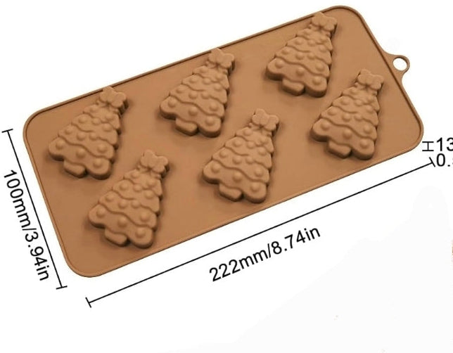 Silicone Christmas Tree Chocolate Mold 6 Cavity