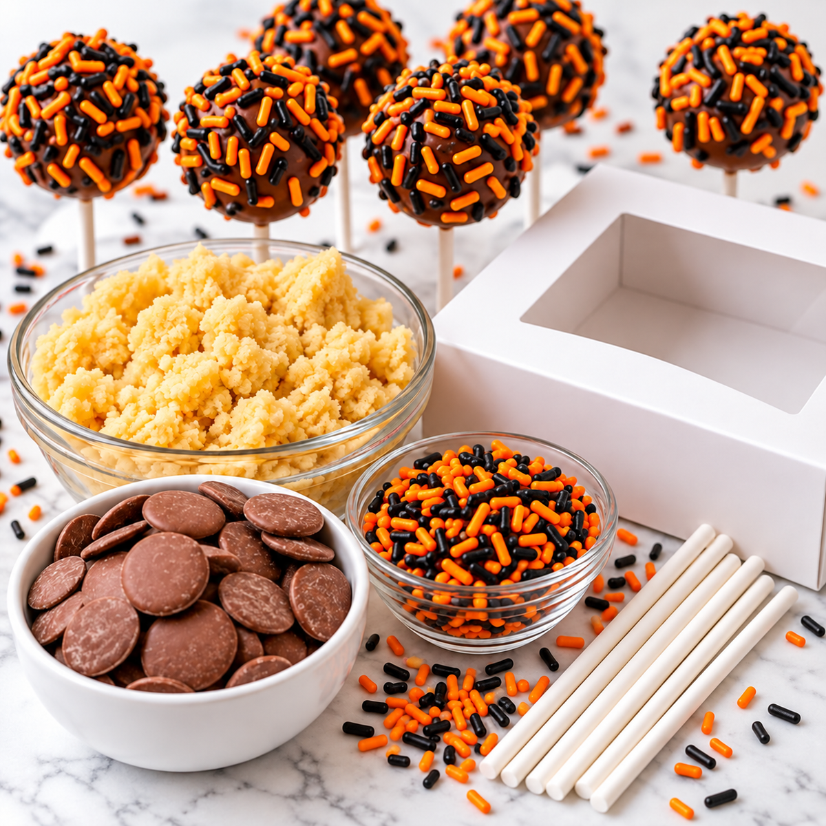 Cake Pop Halloween Party Kit – Dough, Chocolate, Sprinkles & Supplies Included
