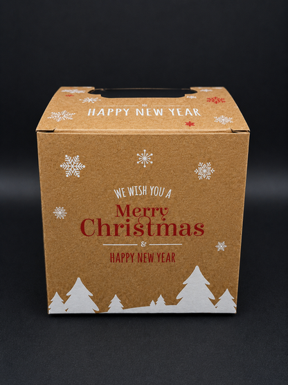 Merry Christmas Brown Cupcake Box With Insert 5 Count