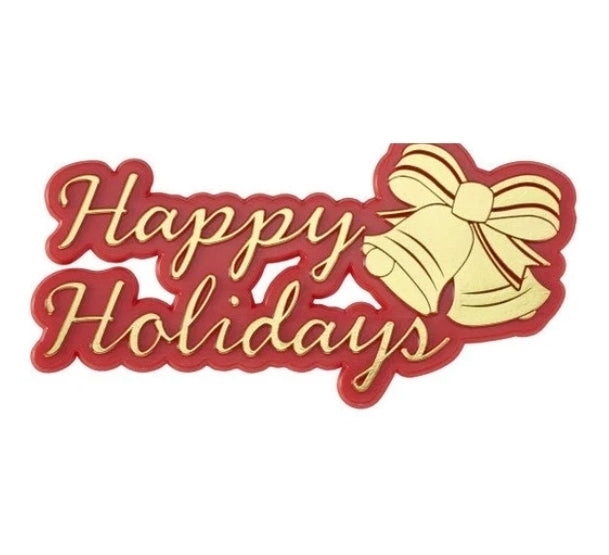 Happy Holiday Cake Topper Red And Gold