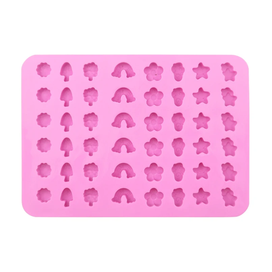 Mini Rainbow, Flower & Nature Silicone Gummy Mold – 48 Cavity