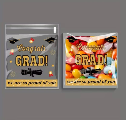 Graduation Self Sealing Treat Bags 4x4 20 Count