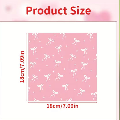 Pink Bow Assorted Wax Paper Sheets 7x7 20 Count