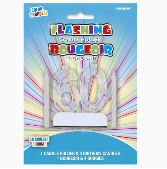 Flashing 60 Birthday Candle
