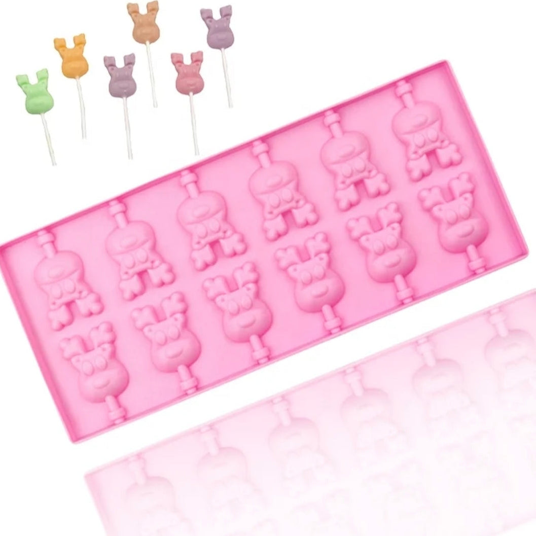 Reindeer Silicone Lollipop Mold 12 Cavity