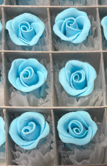 Rosebud Gum Paste Flower Blue 6 Count