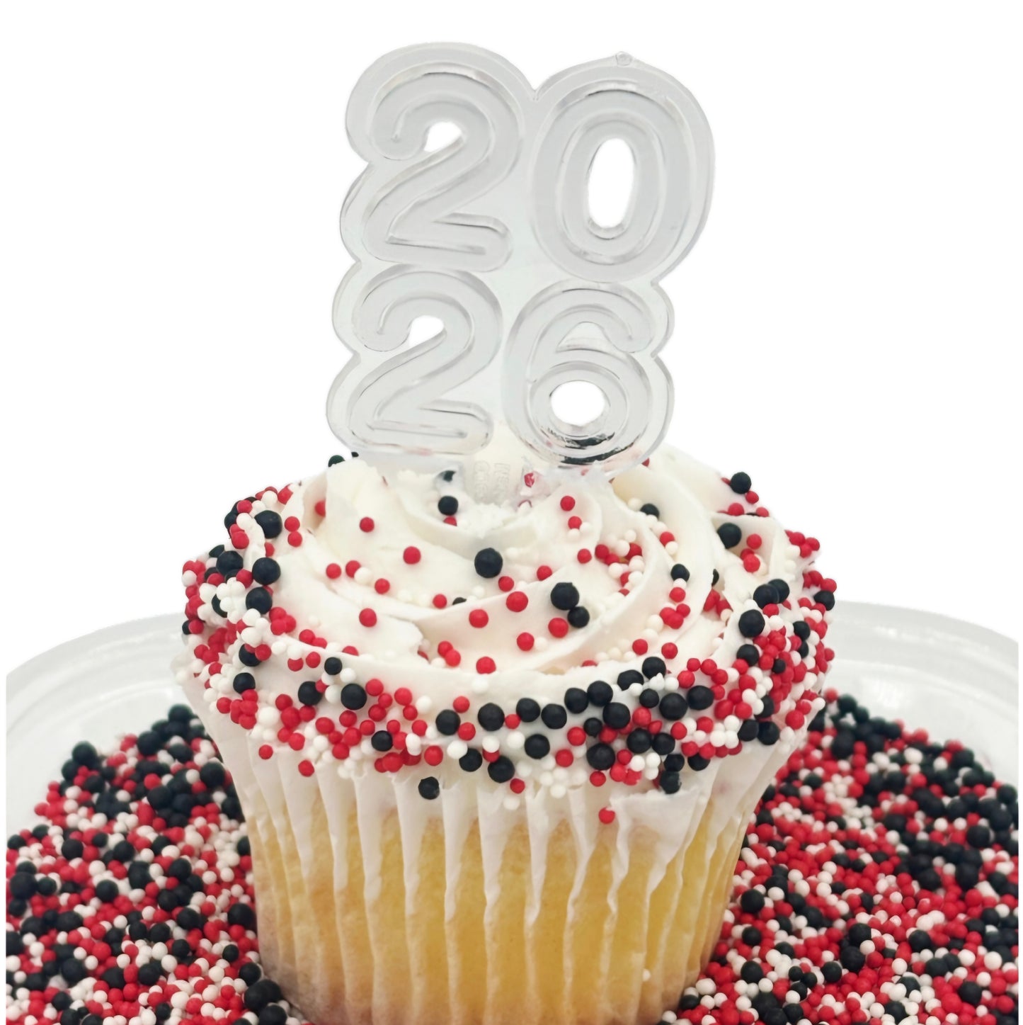 Scarlet Red Black and White Graduation Nonpareil Mix Dot Cake Sprinkles