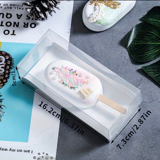 Clear Cakesicle Box White Insert 6 Count