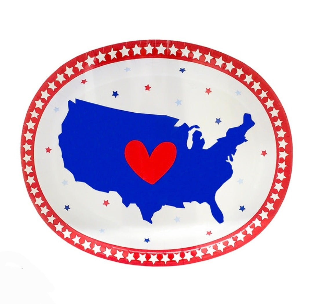 Starry 4th of July Oval Plates  8ct