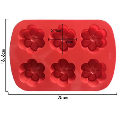 Flower Silicone Chocolate Mold - 6-Cavity