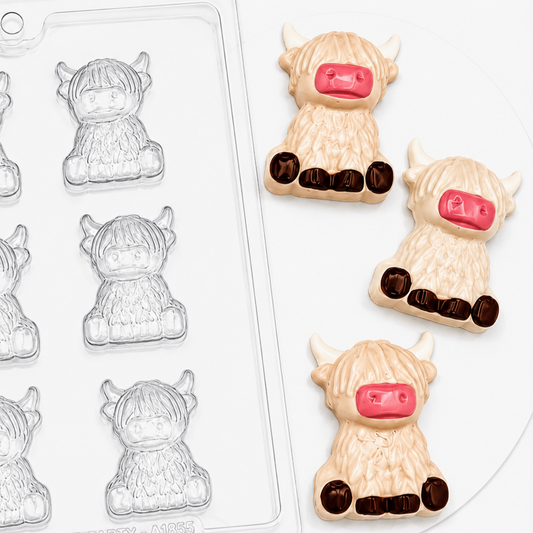 Highland Cow Chocolate Mold | 6-Cavity Cute Farm Animal Candy Mold