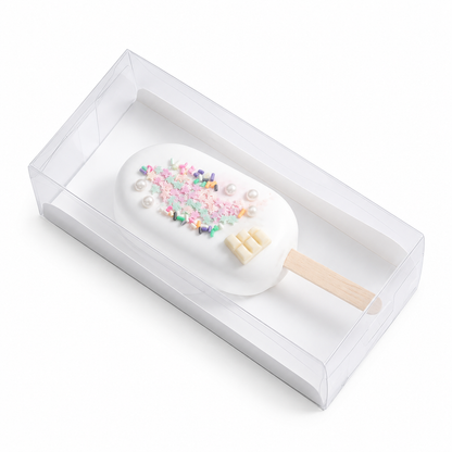 Clear Cakesicle Box White Insert 6 Count