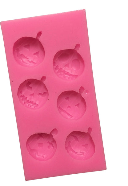 Halloween Jack-o-Lantern Fondant Mold - 6 Cavity Pumpkin Face Cake Decorating