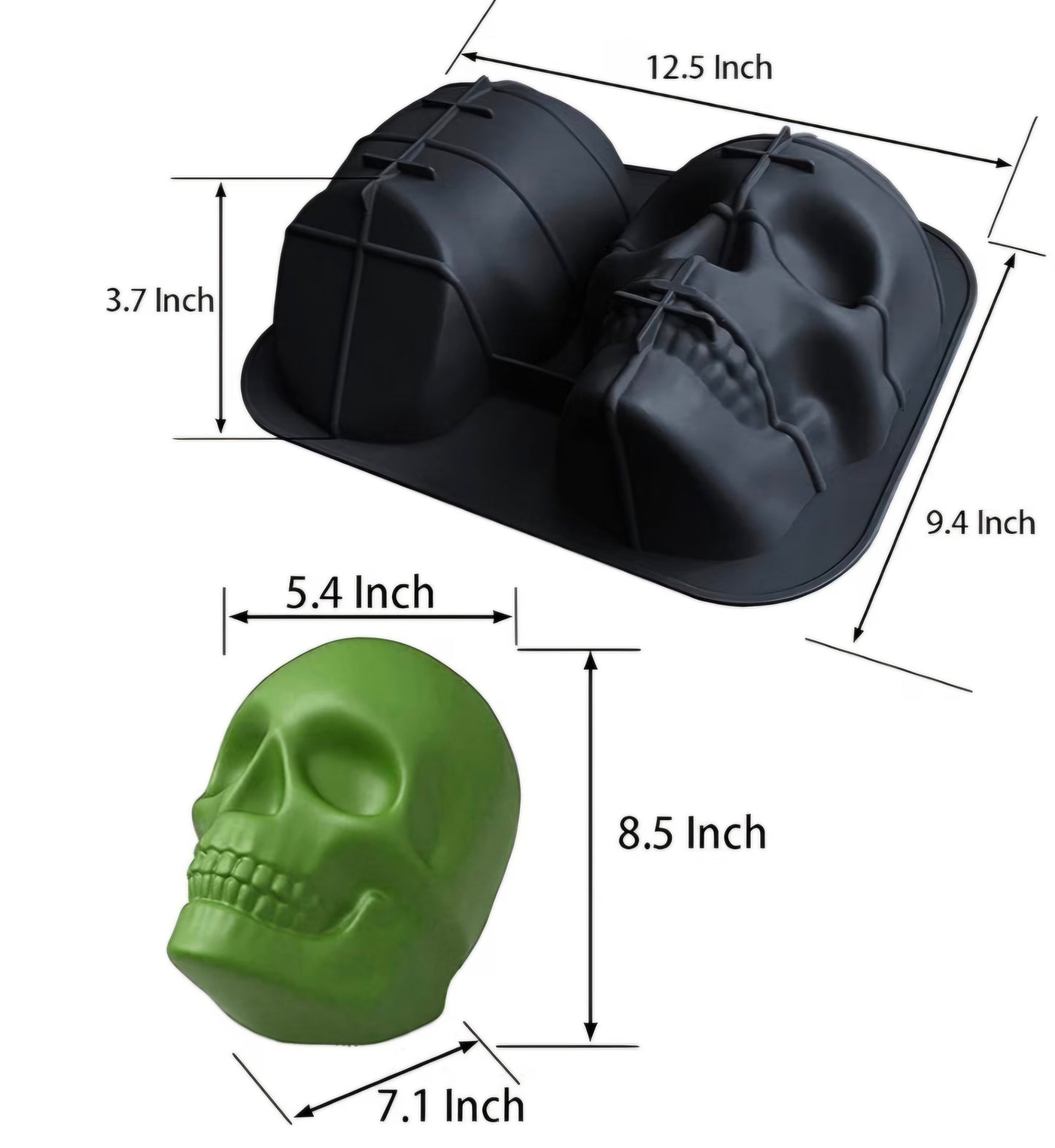 3D Skull Cake Mold Silicone Pan for Halloween Cake, Chocolate, Ice Cream & Gelatin