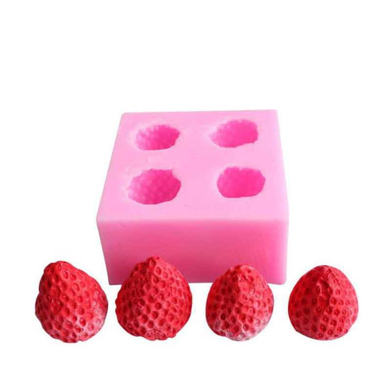 Strawberry Silicone Candy Mold | 4 Cavity Chocolate, Fondant & Gummy Mold