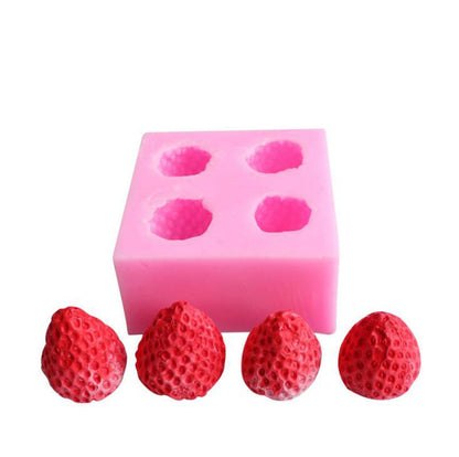 Strawberry Silicone Candy Mold | 4 Cavity Chocolate, Fondant & Gummy Mold