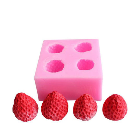 Strawberry Silicone Candy Mold | 4 Cavity Chocolate, Fondant & Gummy Mold