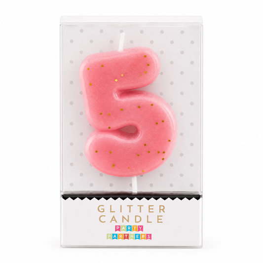 Pastel Pink Birthday Candle Age 5