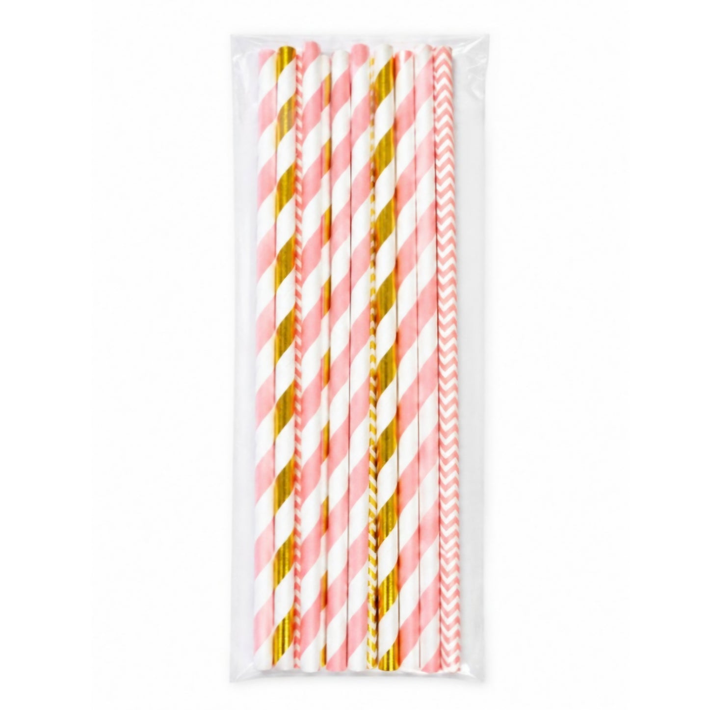 Rose & Gold Cake Pop Paper Straws 12 Count