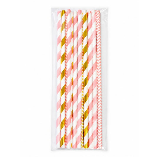 Rose & Gold Cake Pop Paper Straws 12 Count