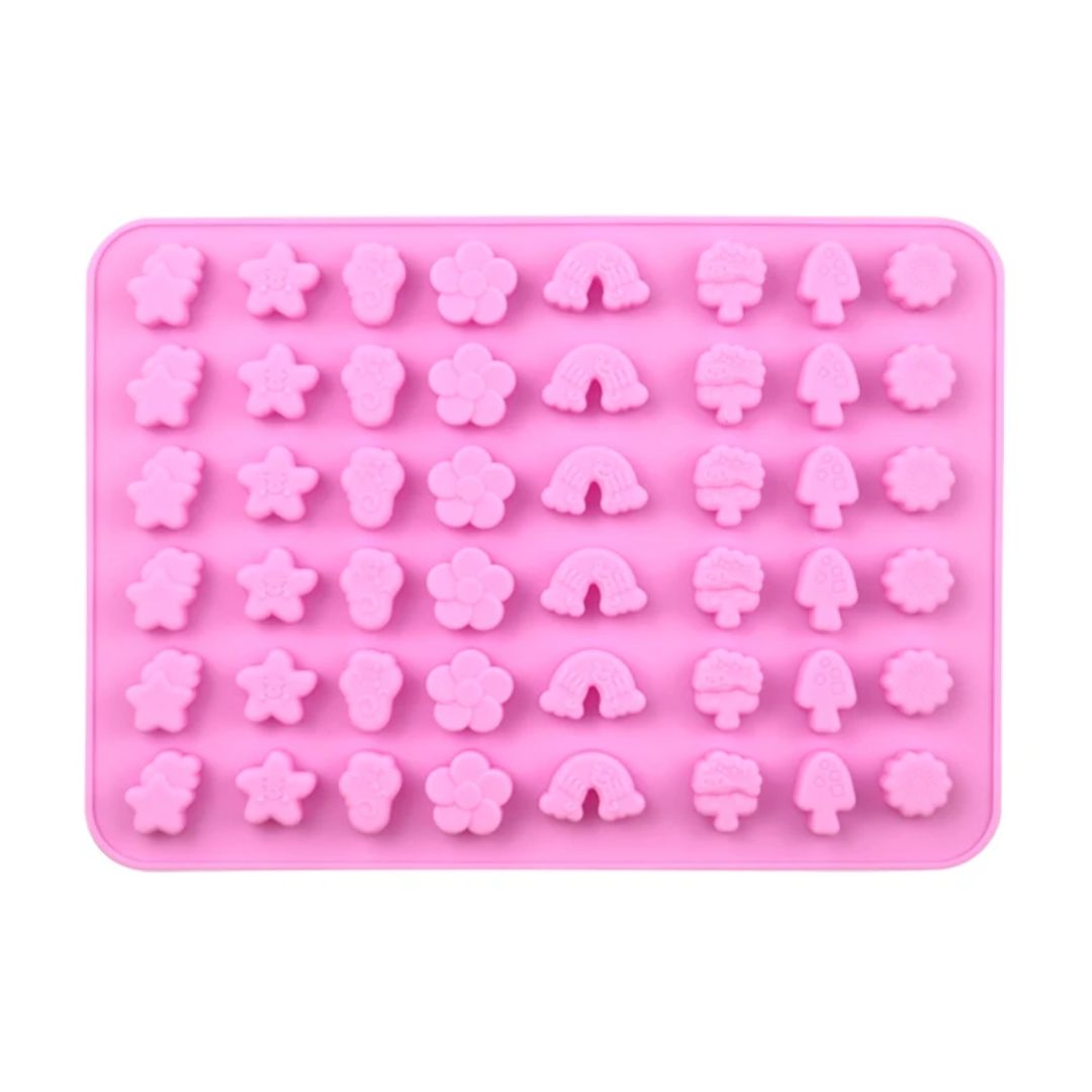 Mini Rainbow, Flower & Nature Silicone Gummy Mold – 48 Cavity