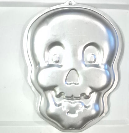 Wilton Smiling Skull Cake Pan Halloween New w/ Insert Aluminum Vintage 2001