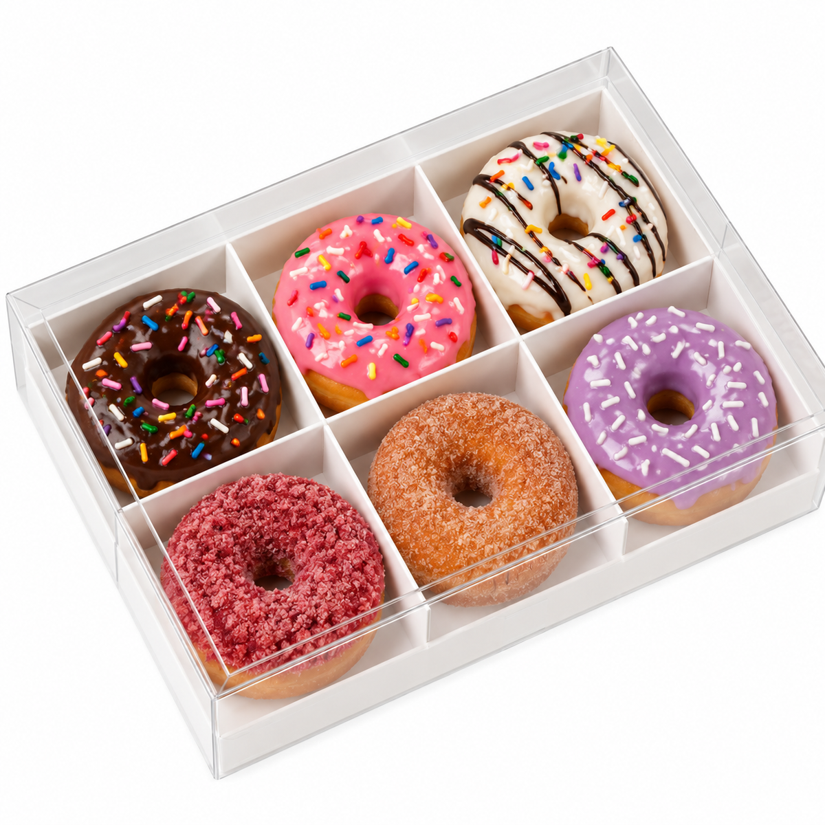 Clear Window Donut Treat Box – 6 Cavity